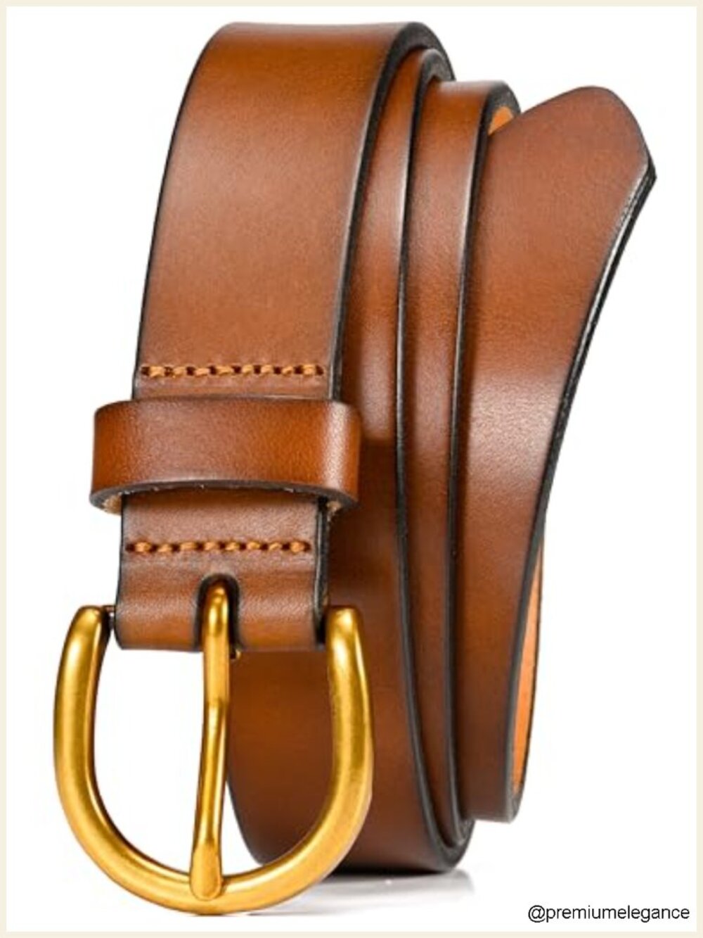 Women's 1.1" Italian Full Grain Leather Belt with Gold Buckle